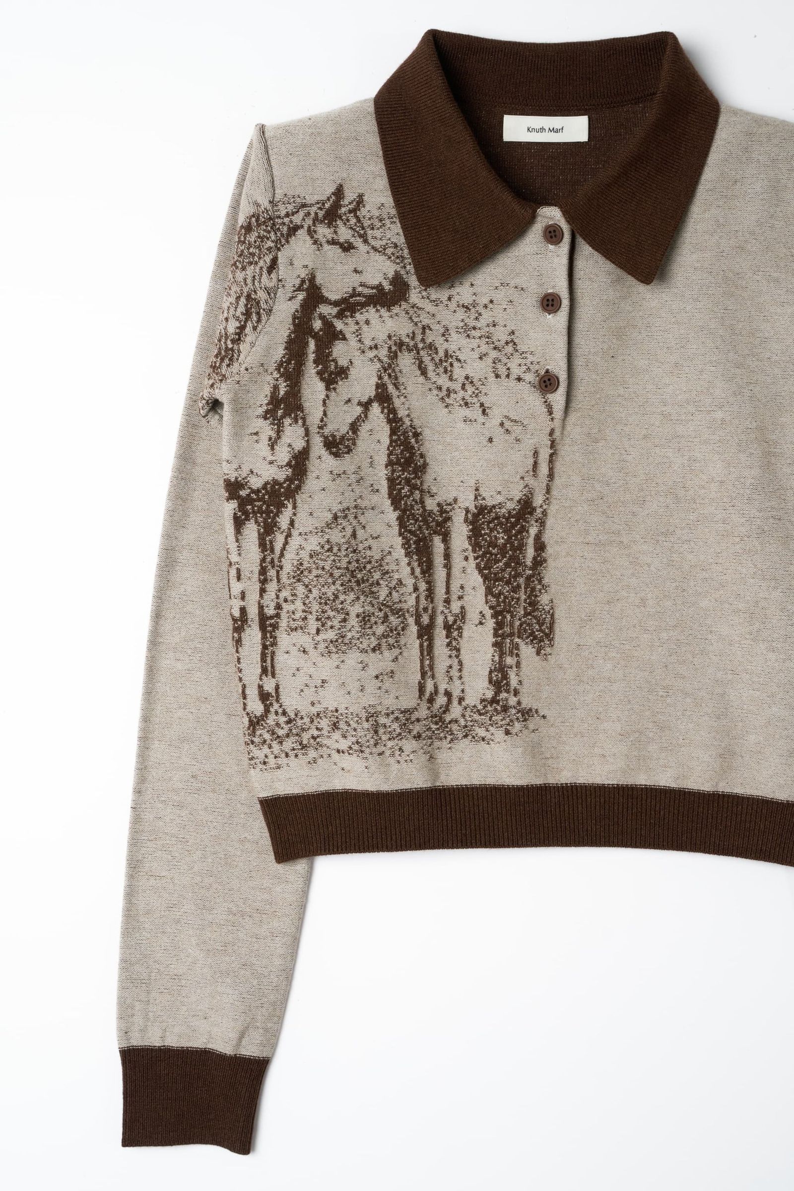 ジャガードポロニット (ブラウン) jacquard polo knit (Brown) / 26AW
