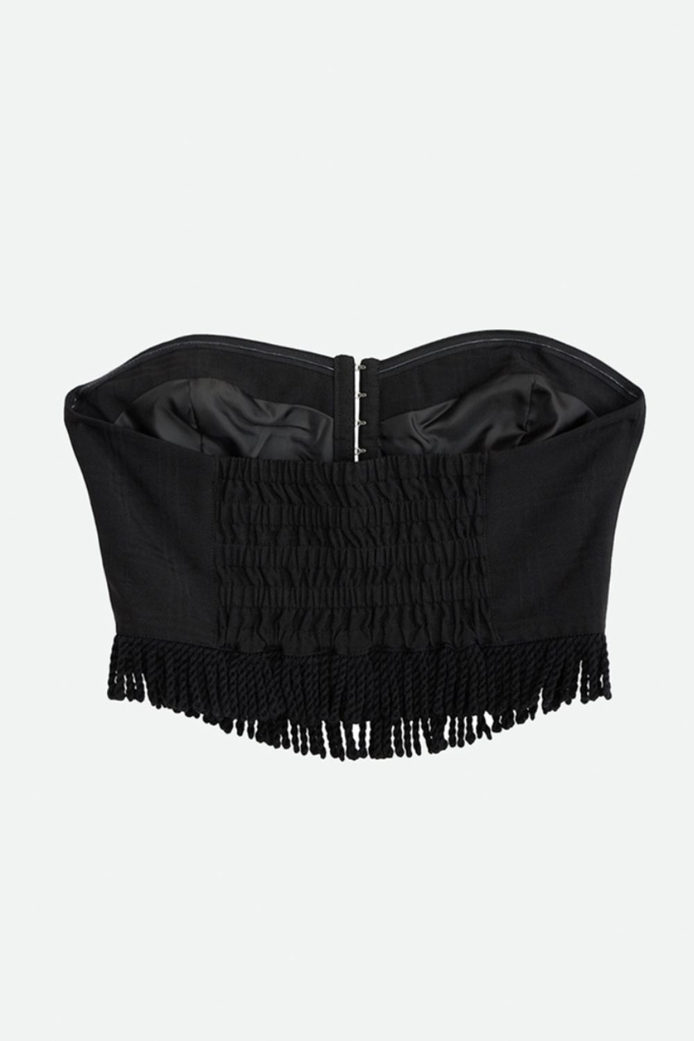 CHECK FRINGE BARE BUSTIER (NOIR) / チェックフリンジベアビスチェ ノワール