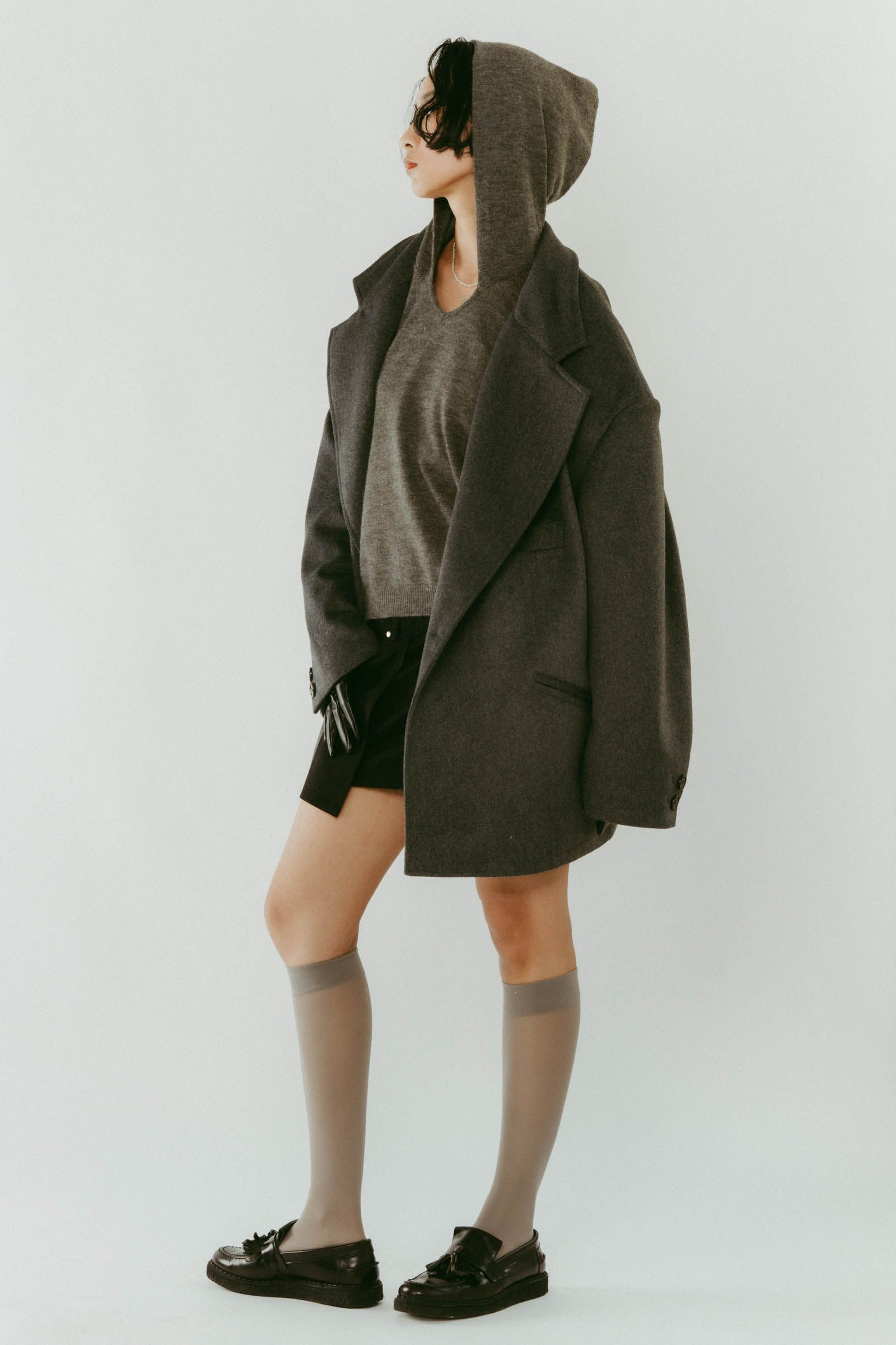 muffler overlay jacket(unisex) / マフラー オーバージャケット (グレー) / 25AW