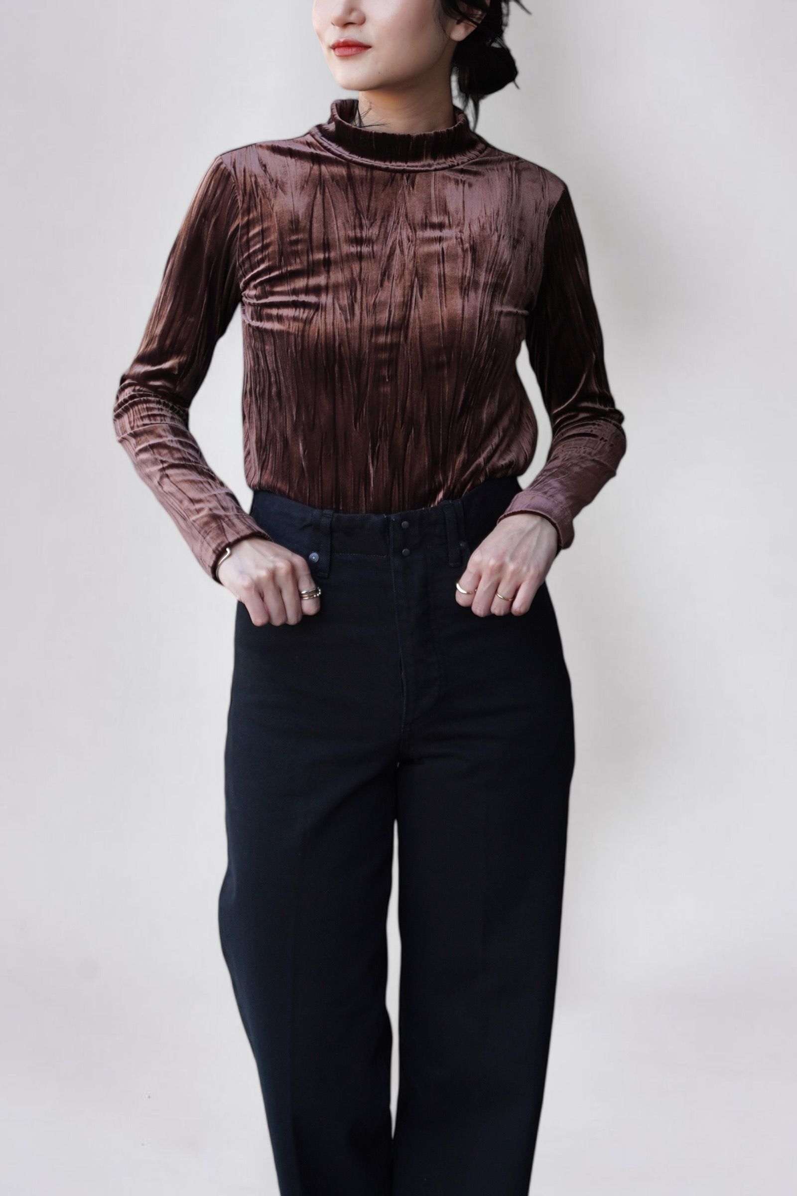 HIGH NECK SKIN TEE / ハイネック スキントップス (ブラウン) / レディース