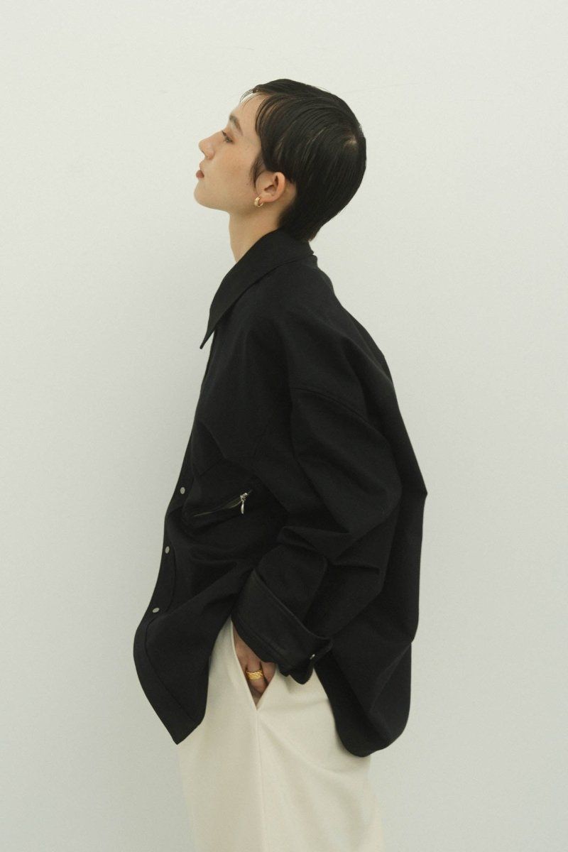 western leather shirt / ウエスタンレザーシャツ (ブラック)