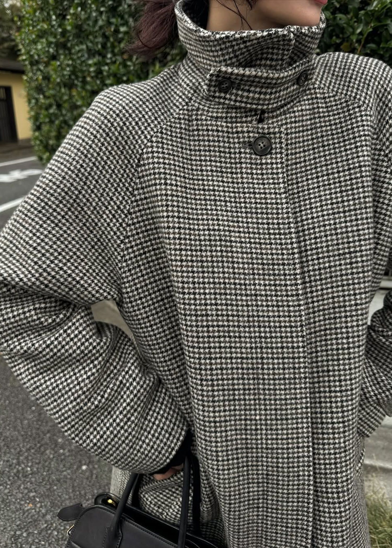 hound tooth soutien collar quilting coat / ハウンドトゥース ステンカラーコート (ミックス) / 25AW /