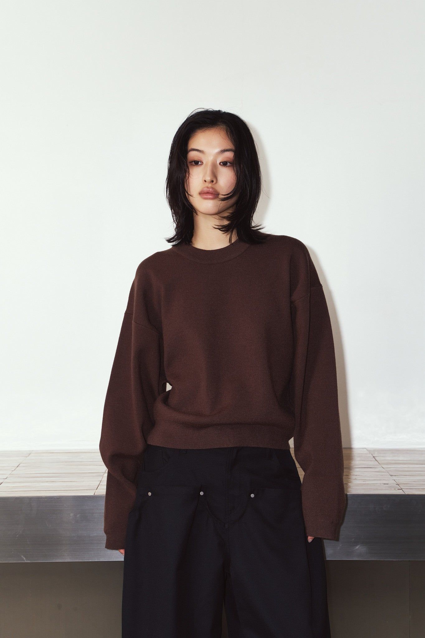 【LADIESサイズ】2ウェイ ノームコア ニット (ブラウン) 2way cuffs normcore knit (Brown) / 26AW