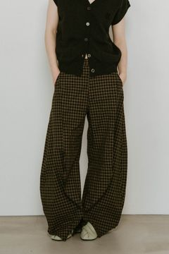 slit deformed pants(unisex) / スリット ディフォームド パンツ (チェックブラック) / 25SS
