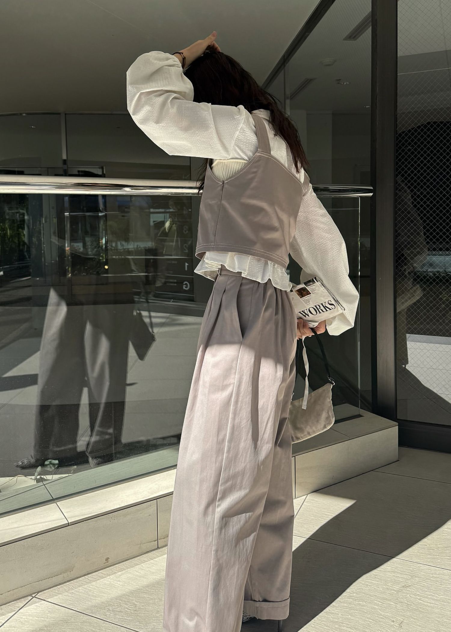 2piece roll up suspenders all-in-one (Caffe mocha) / 2ピースサスペンダーオールインワン (カフェモカ) / 26SS