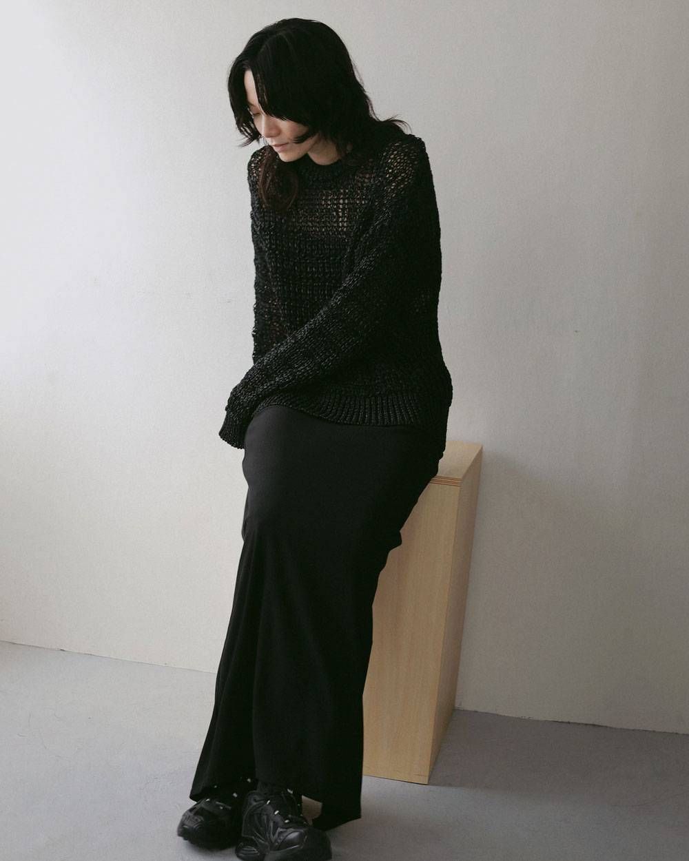ジョーゼットペンシルスカート (ブラック) Georgette Pencil Skirt (Black) / 27SS