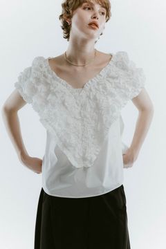 2way off shoulder blouse / 2ウェイ オフショルダーブラウス (ホワイト) / 25SS  Knuth Marf