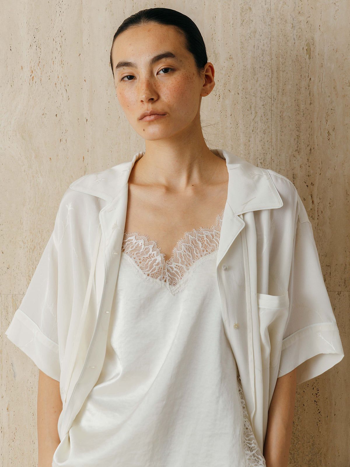 サテンジャガードシャツ (アイボリー) SATIN JQ SHIRTS (Ivory) /  26SS