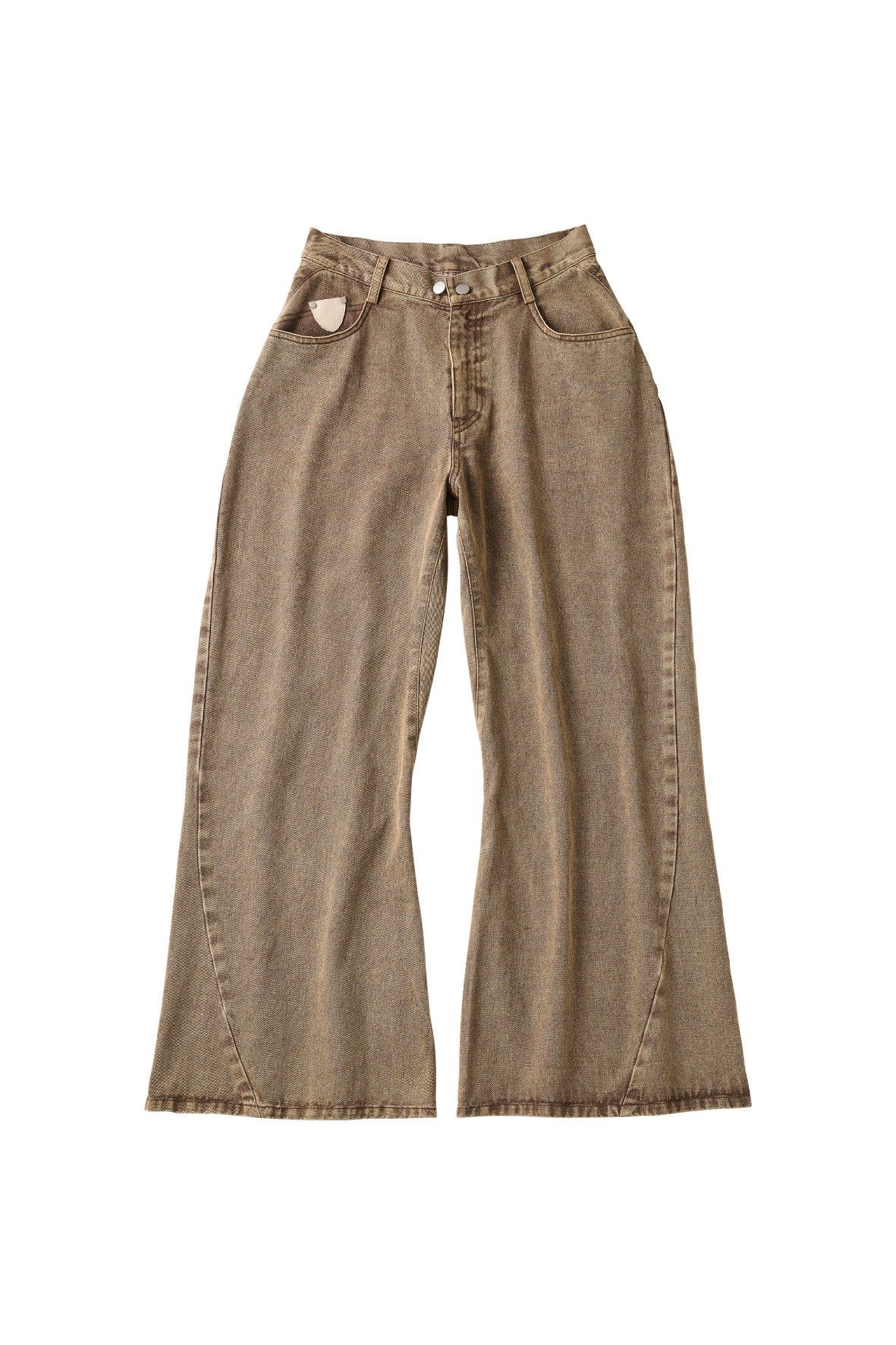 ワイドベルボトムデニムパンツ (ブラウン) wide bell-bottom denim pants (Brown) /  26SS