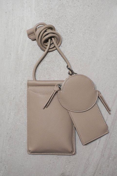 RECYCLING LEATHER MULTI MOBILE POUCH / リサイクルレザーマルチモバイルポーチ (ベージュ) スマホショルダー/コインケース・カードホルダー付き / 取り外し可能