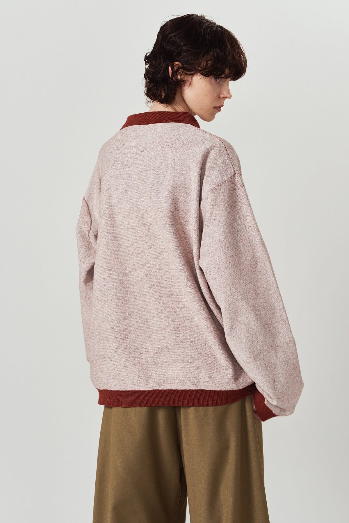 リバーシブル ジャガードポロニット (レッド) reversible jacquard polo knit(unisex) (Red) / 26AW