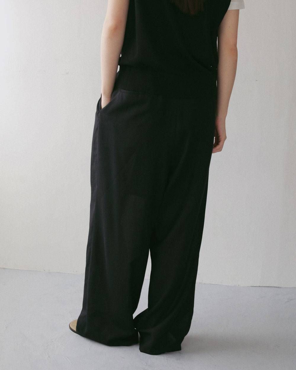 ウールシャンブレー タックパンツ (ブラック) Woolchambray Tuck Pants (Black) / 27SS