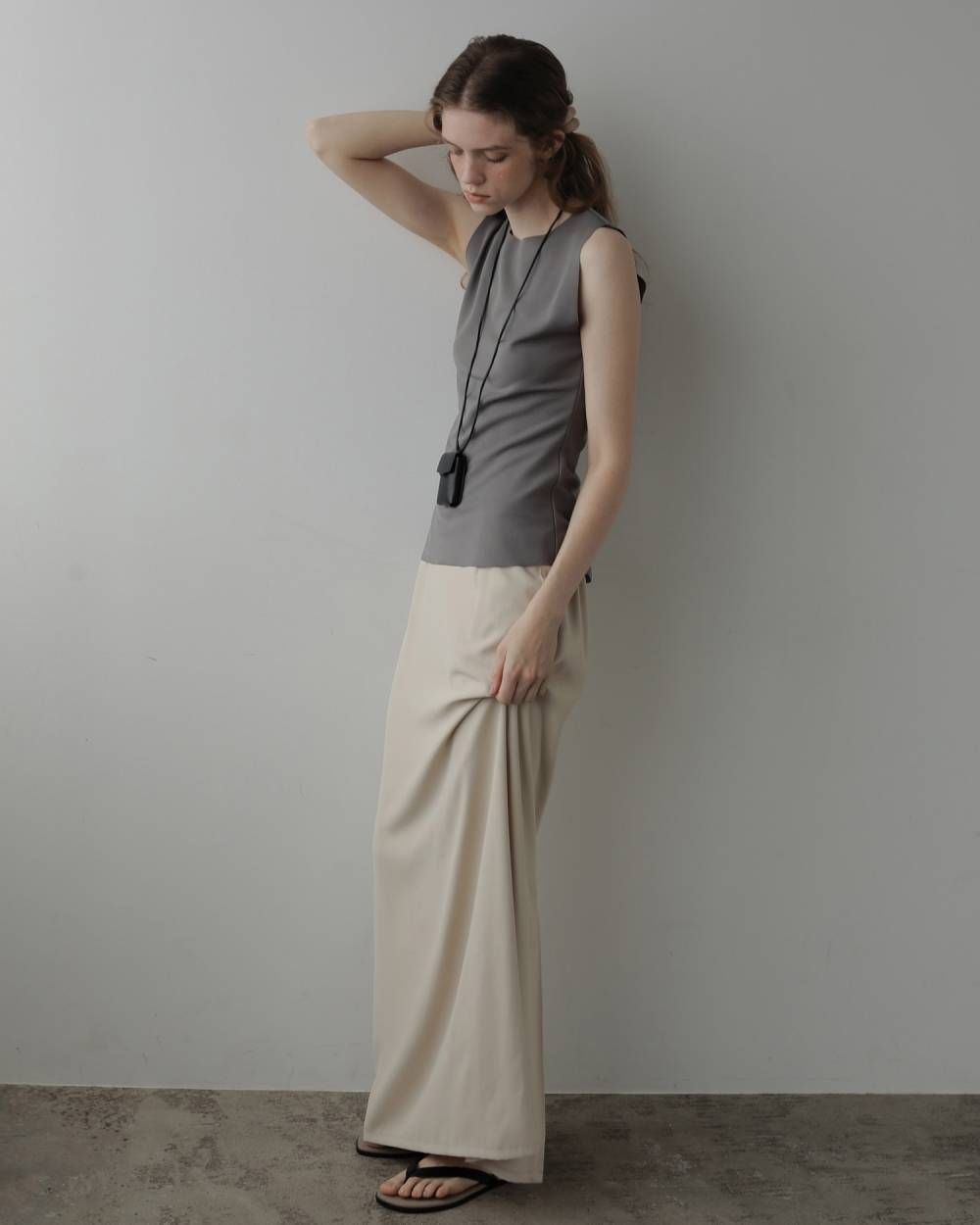 ジョーゼットタンクトップ (グレージュ) Sleeveless Georgette Tanktop (Graige) / 27SS