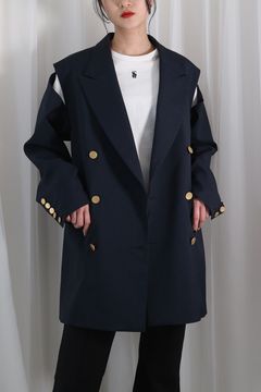 SHOULDER SLIT BLAZER JACKET / ショルダースリットブレザージャケット (ネイビー)
