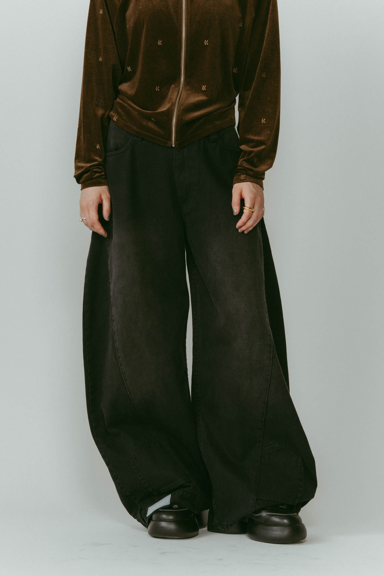 shirt wrap denim pants / シャツ巻き デニム (ブラック) / 25AW