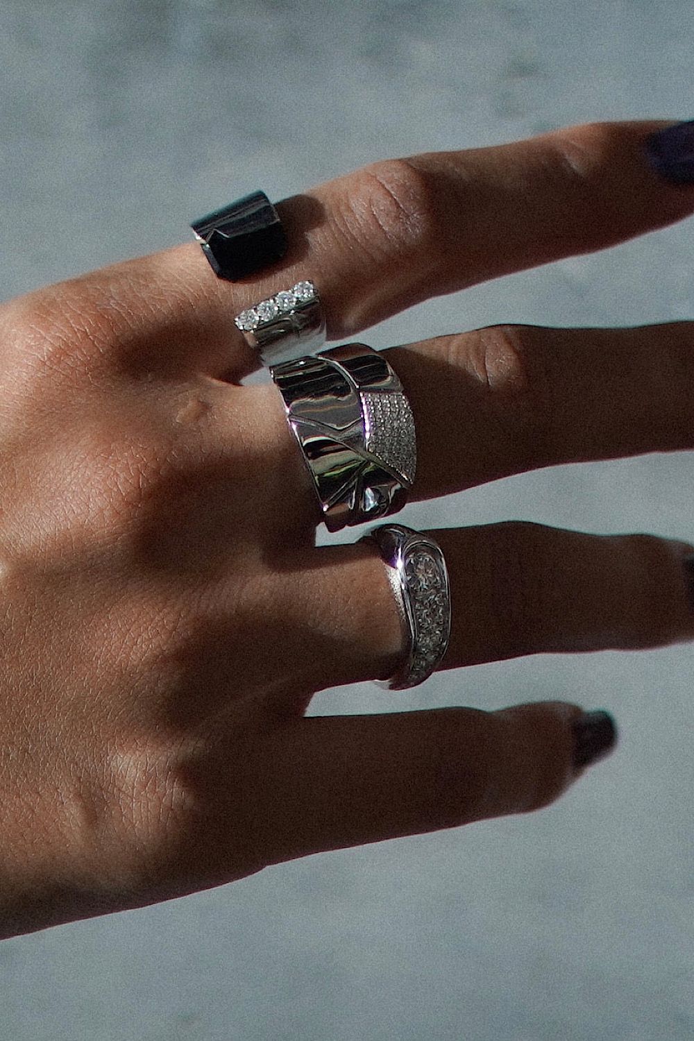 DROUGHT OPEN BLACK ONYX RING / ドロウト オープン ブラックオニキス リング STERLING SILVER 925 (シルバー)