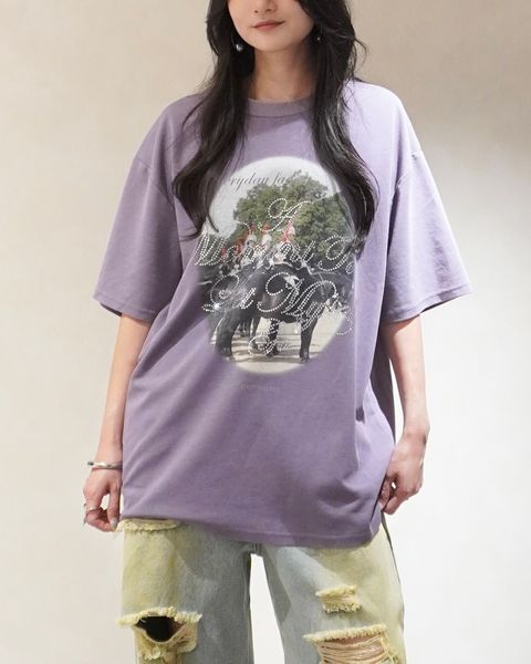 ラインストーングラフィックTシャツ (パープル) rhinestone graphic tee(unisex) (Purple) /  26SS