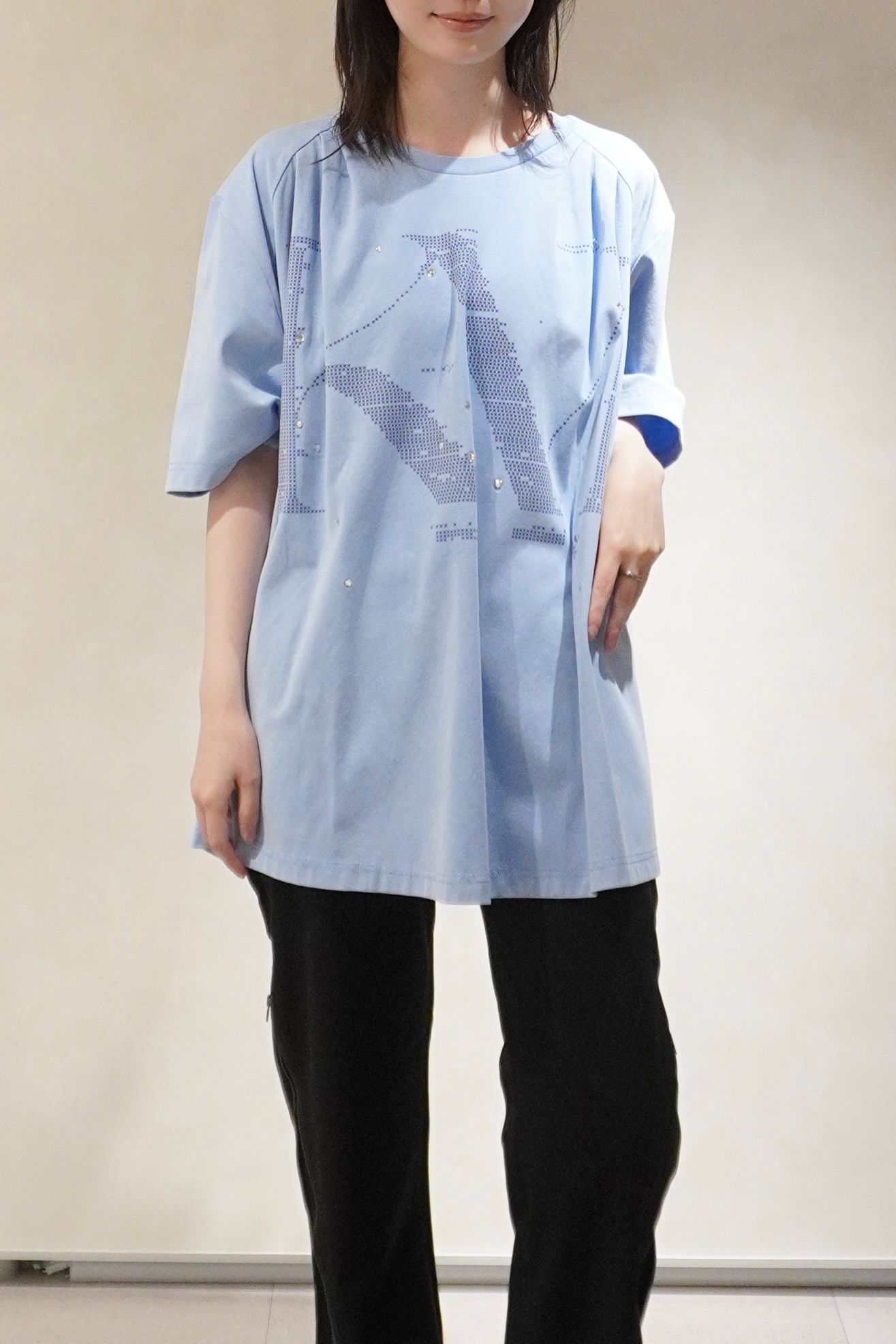 タック オーバーサイズTシャツ (ブルー) tuck detail oversized tee(unisex) (Blue) /  26SS