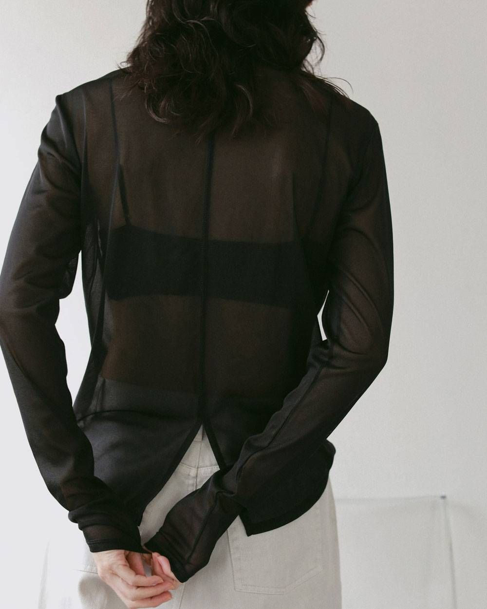 スリット シフォントップス (ブラック) Slit Chiffon Tops (Black) / 27SS