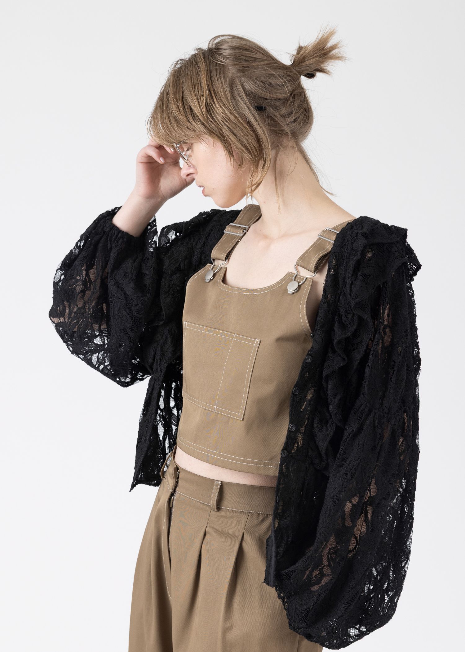 2piece roll up suspenders all-in-one (K/beige) / 2ピースサスペンダーオールインワン (カーキベージュ) / 26SS