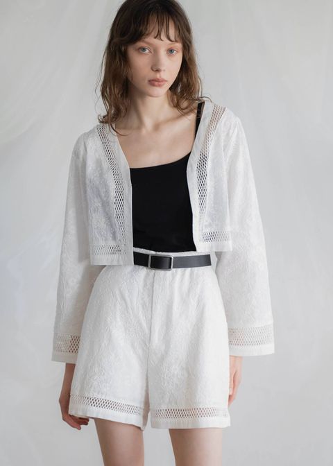 レースボレロ  (ホワイト) trimming lace cropped bolero BL (White) /  26SS