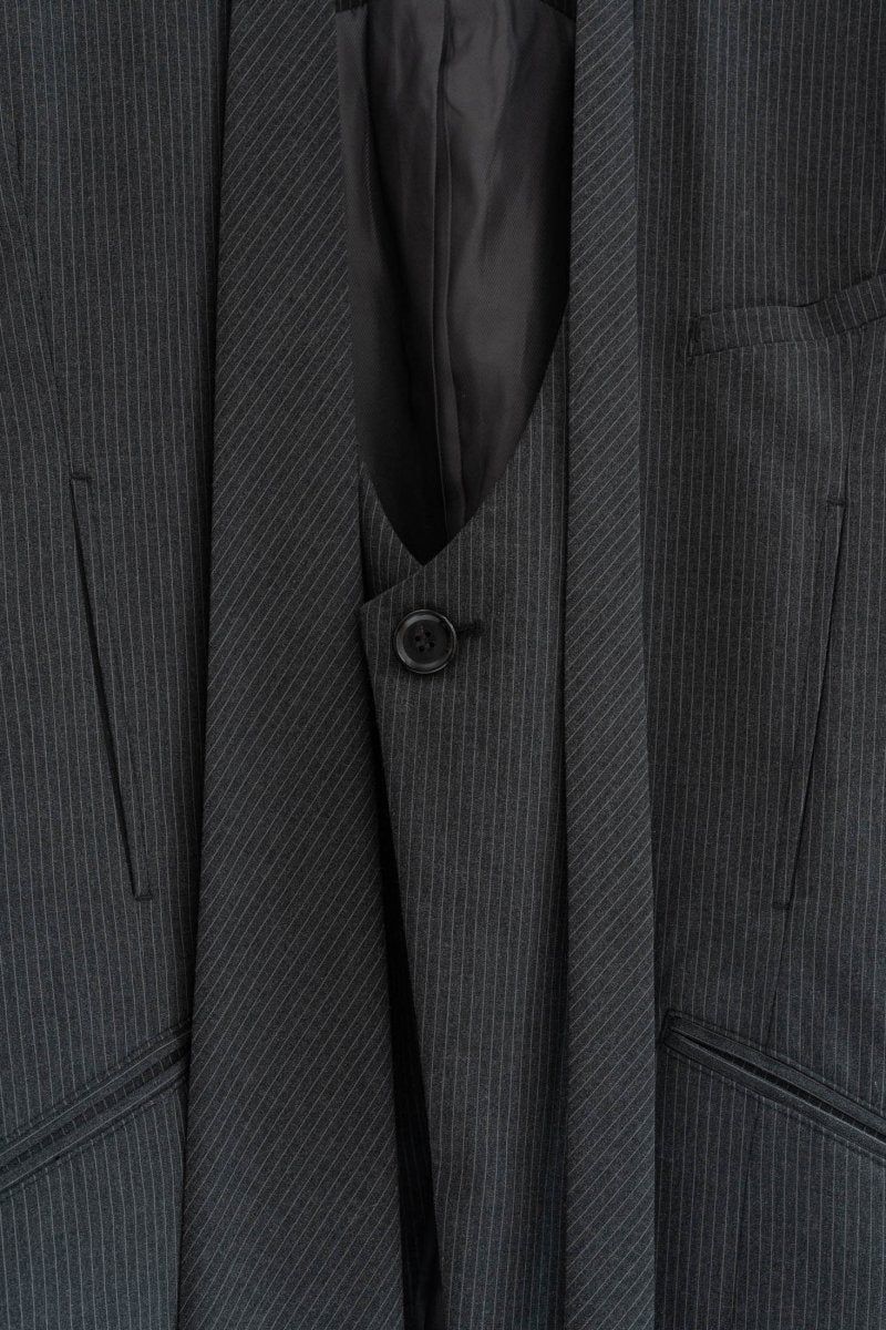 2way collarless gilet / 2ウェイ カラーレスジレ (ストライプ) / ユニセックス