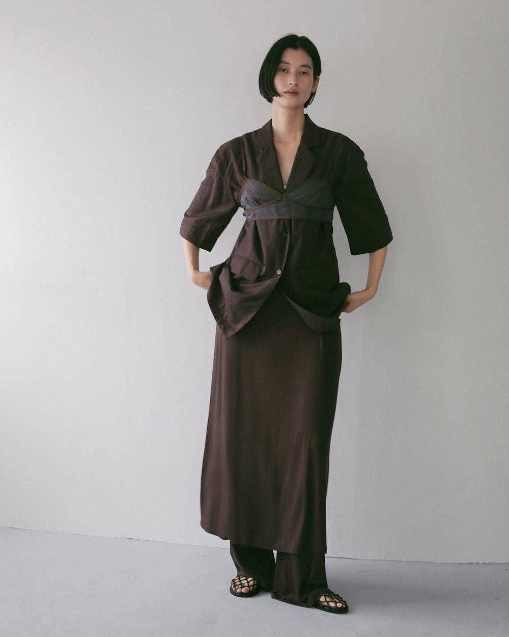 レイヤード ラフパンツ (ブラウン) Layered Rough Pants (Brown) / 27SS