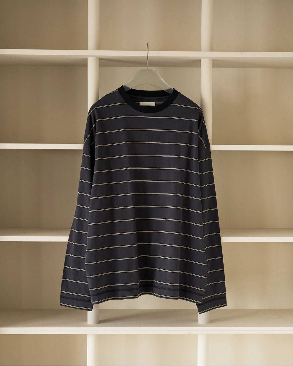 ボーダー ルーズロンT (チャコールグレー) Border Loose Long T-shirts (Charcoal gray) /  26AW