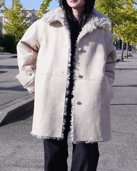 【25AW】Vintage Like Fake Mouton Reversible Coat (クリーム) / ヴィンテージライクムートン リバーシブルファーコート / エコファー / フェイクファー