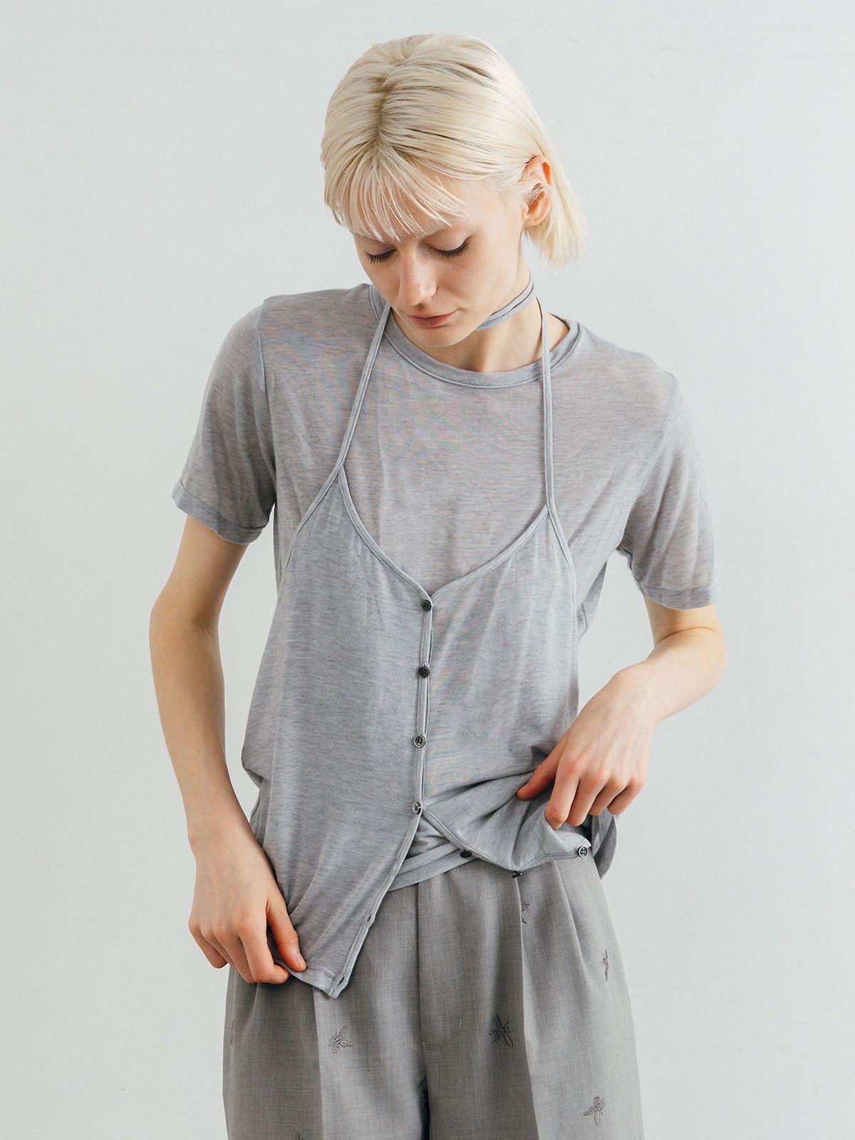 レイヤードカットトップス (グレー) LAYERED CUT TOPS (Gray) /  26SS