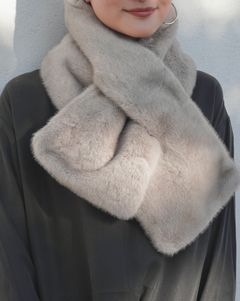 【25AW】Mink Like Fur Tippet (ライトグレー) / ミンクライクファー ティペット / ストール / エコファー / フェイクファー