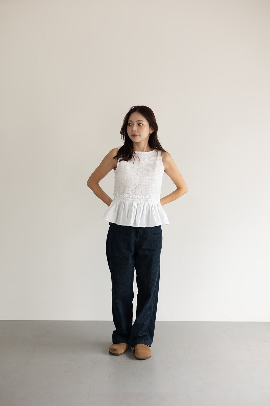 コットンシャーリングトップス (ホワイト)  Shirring Tops (White) /  26SS