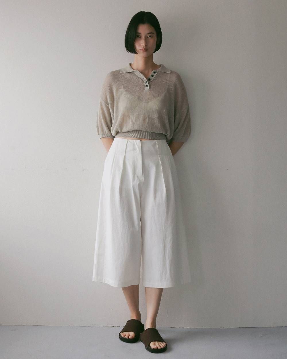 タック バミューダパンツ (ホワイト) Tuck Bermuda Pants (White) / 27SS