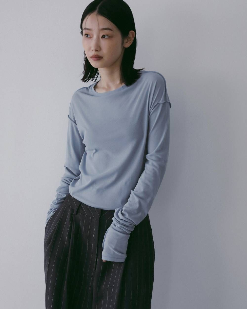 Sheer Long T-Shirts (I/blue) / シアーロングスリーブ Tシャツ (アイスブルー) / 26SS