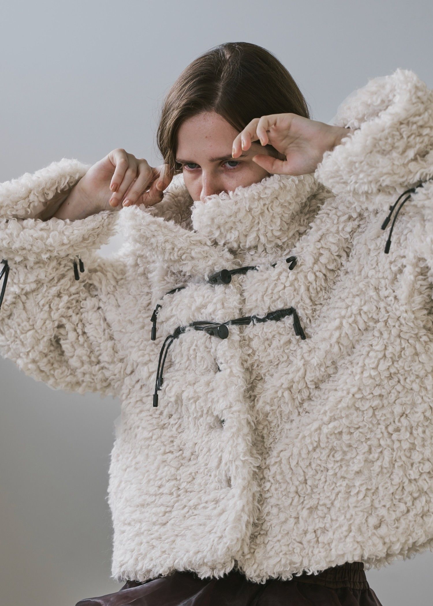 poodle fur cord toggle short JK / プードルファー トグルショートジャケットコート (シェル) / 25AW