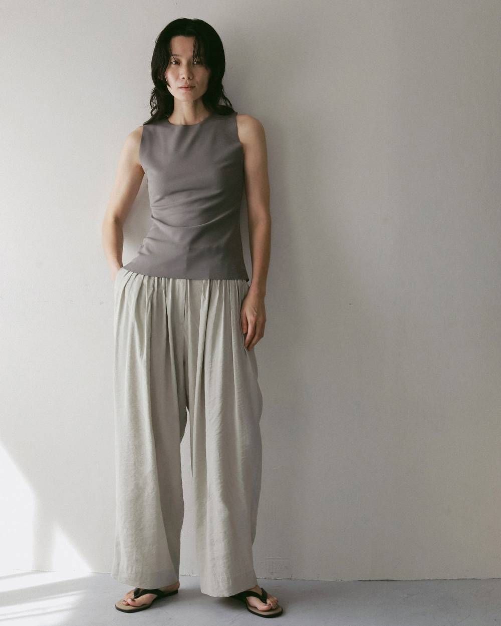 ジョーゼットタンクトップ (グレージュ) Sleeveless Georgette Tanktop (Graige) / 27SS