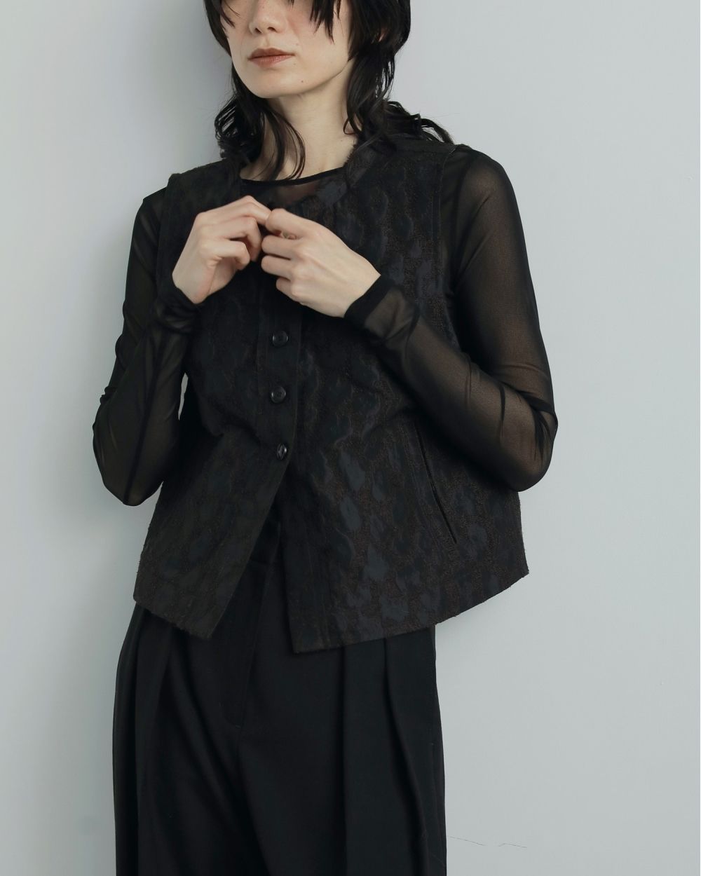 2way Sheer Tops / 2ウェイ シアートップス (ブラック)