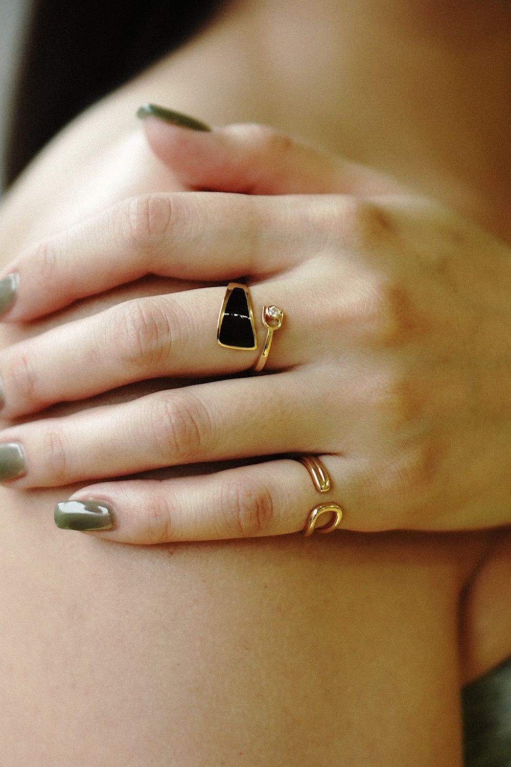 BLACK ENAMEL PINCH RING / ブラック エナメル ピンチリング STERLING SILVER 925 (シルバー)
