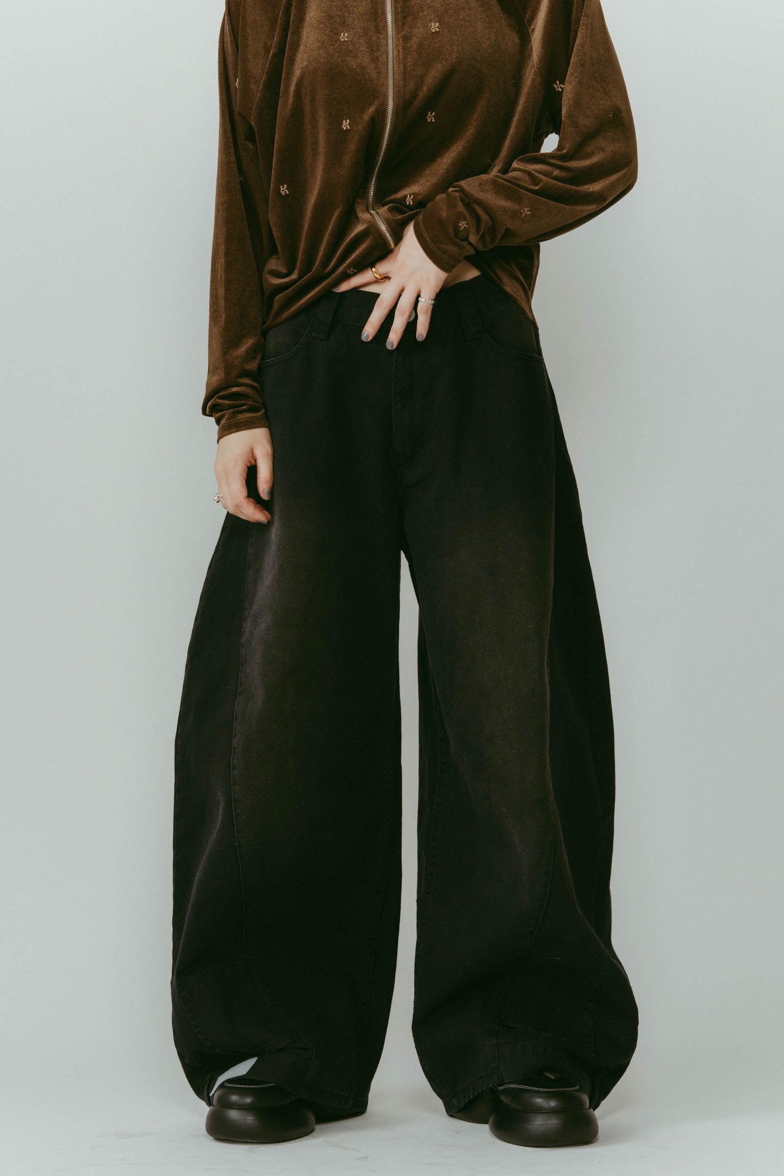 shirt wrap denim pants / シャツ巻き デニム (ブラック) / 25AW