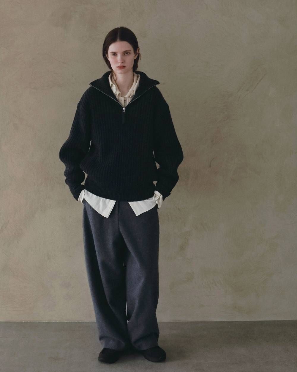 ウールコクーンパンツ (チャコールグレー) Wool Cocoon Pants (Charcoal gray) / 26AW 【6月29日まで期間限定予約】