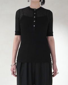 ヘンリートップス (ブラック) TENCEL CASHMERE HENLEY TOP (Black) / 26SS