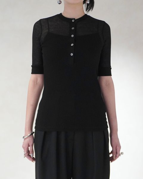 ヘンリートップス (ブラック) TENCEL CASHMERE HENLEY TOP (Black) / 26SS