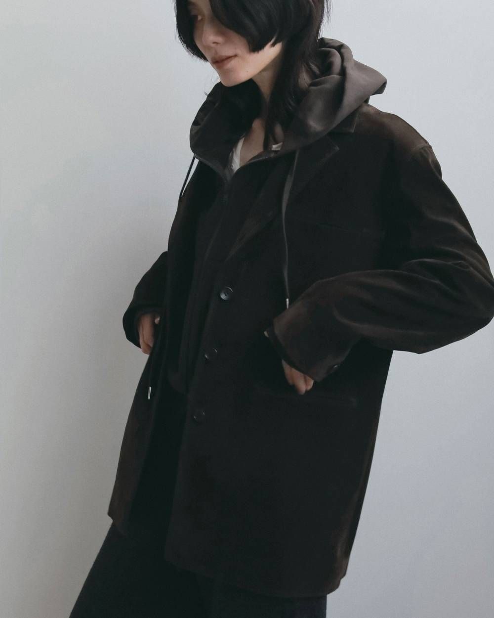 エコスエードジャケット (ダークブラウン) Eco Suede Jacket (Dark brown) / 26AW 【6月29日まで期間限定予約】