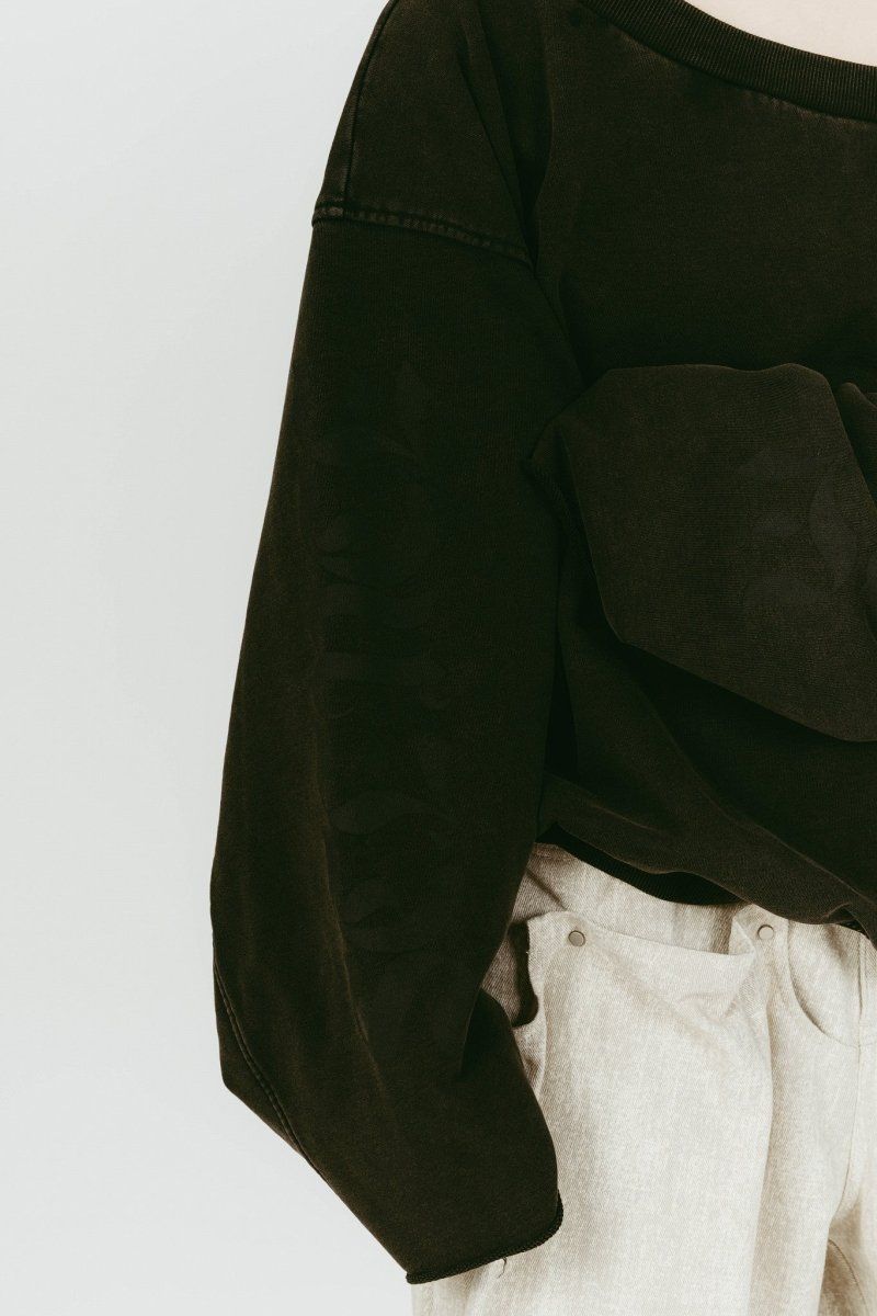 off shoulder vintage sweat (Black) / オフショルダー ヴィンテージスウェット (ブラック) / 26SS