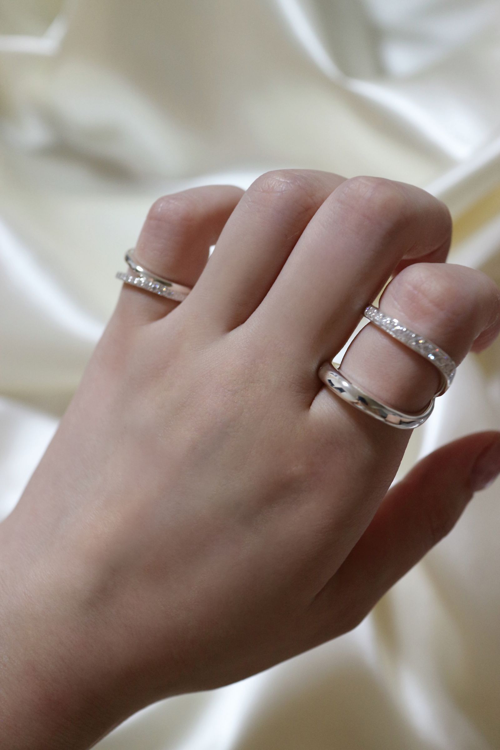 【即納】DOUBLE RECTA MOISSANITE EAR-CUFF / ダブル レクタ モアサナイト イヤーカフ STERLING SILVER 925 (シルバー)