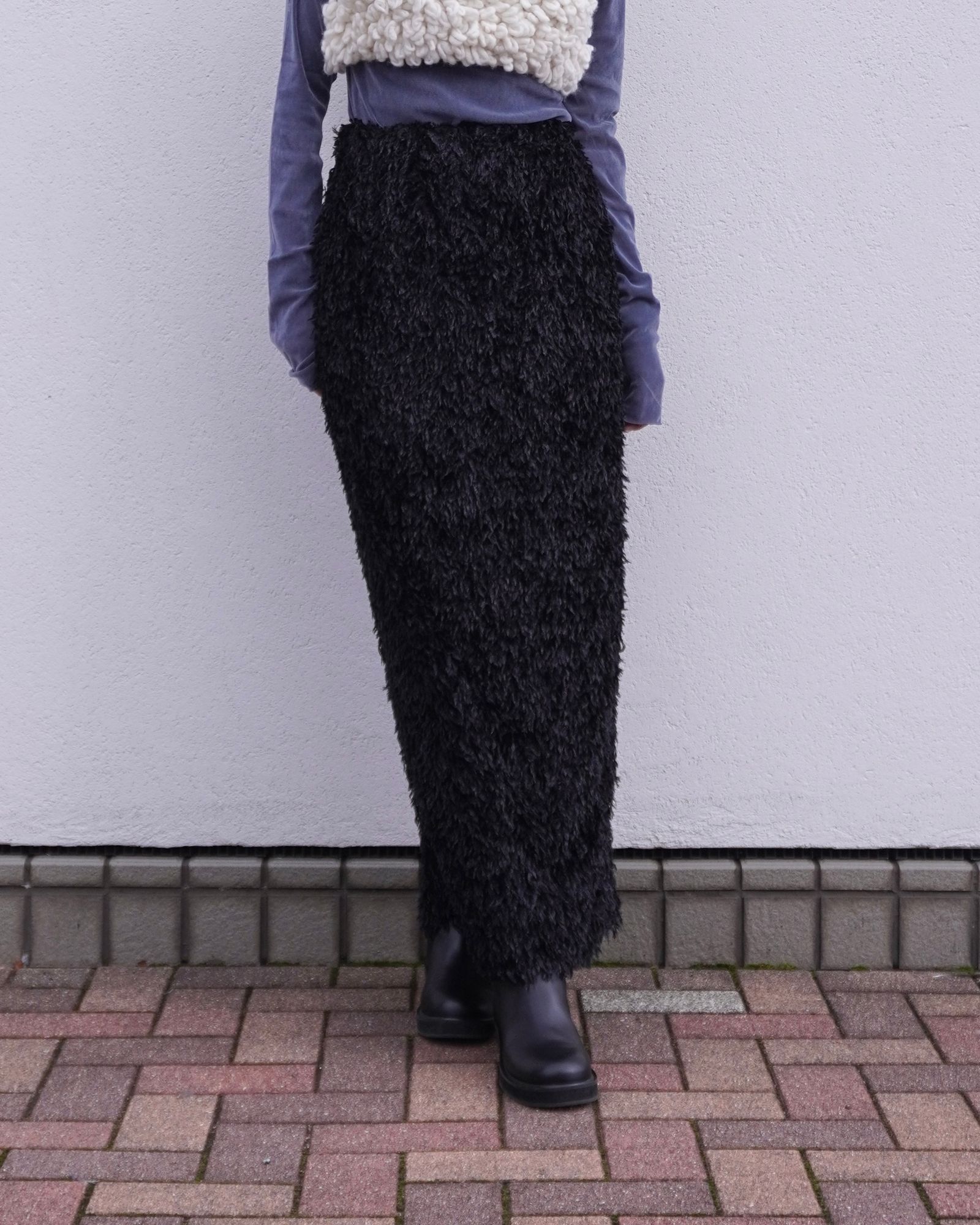 Feather slit skirt / フェザースリットスカート (ブラック) / 25AW
