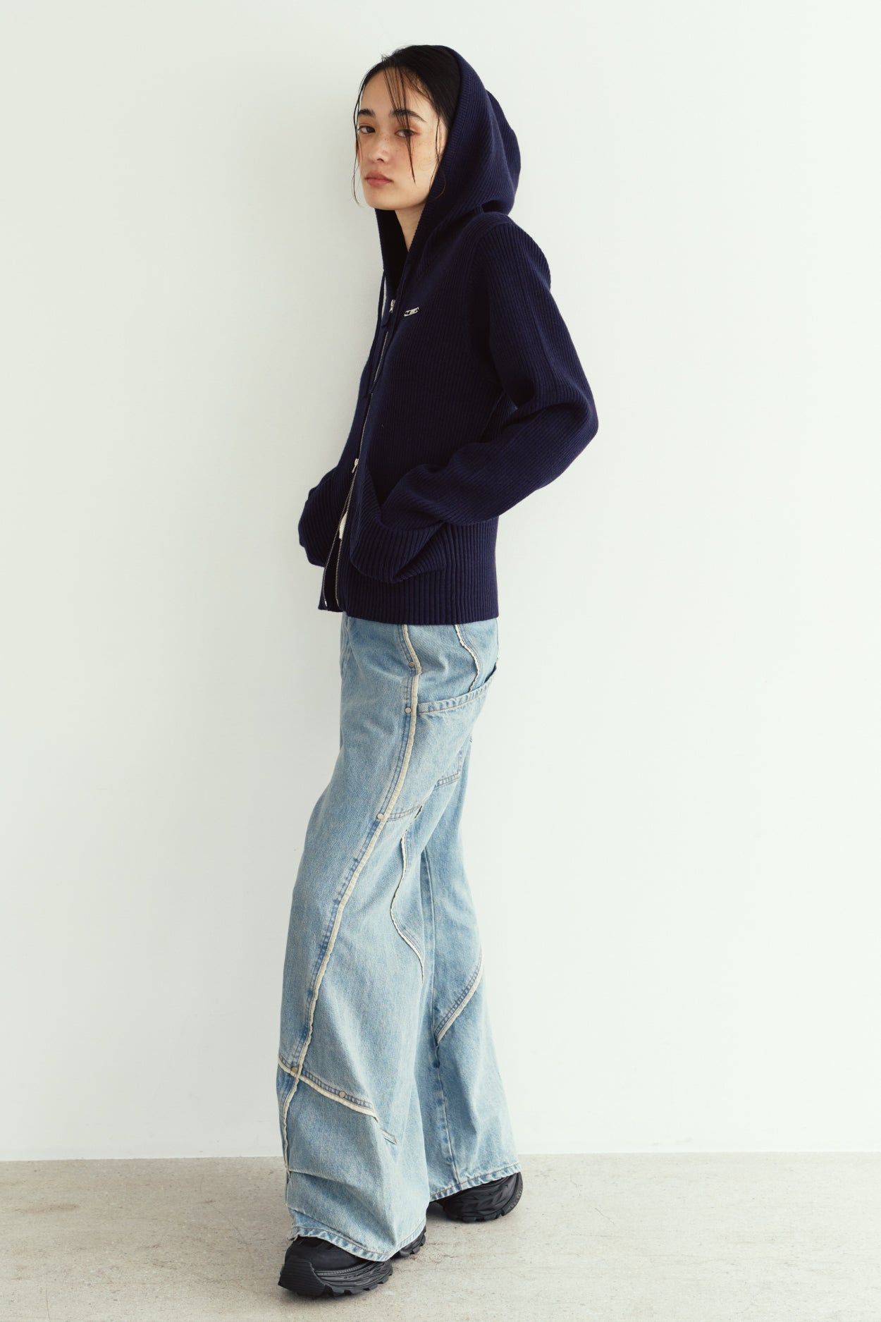 ニットパーカー (ネイビー) hooded knit parka (Navy) / 26AW