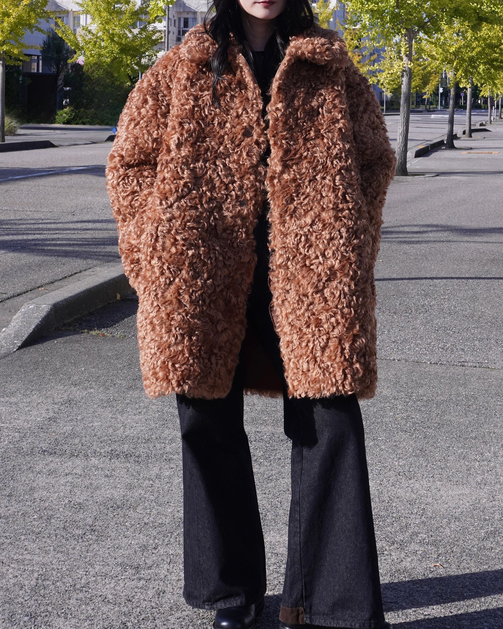 【25AW】Vintage Like Fake Mouton Reversible Coat (テラコッタ) / ヴィンテージライクムートン リバーシブルファーコート / エコファー / フェイクファー