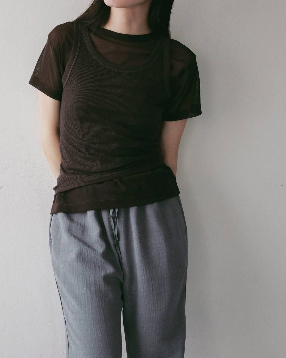シアーチュールTシャツ (ブラウン) Sheer Tulle T-shirts (Brown) / 27SS