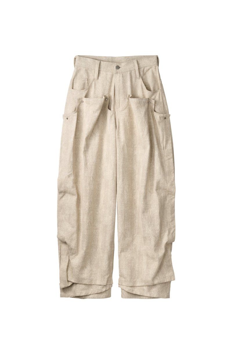 cling drape denim pants(unisex) (Greige) / ドレープデニムパンツ (グレージュ) / 26SS